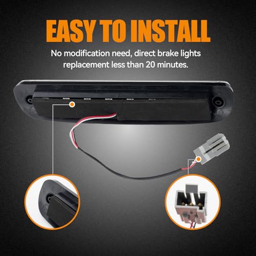 Image of Third 3rd Brake Light LED for 1999-2016 Ford F250 F350 F450 F550 Super Duty, High Mount Rear Brake Lights Assembly for 99-16 F-250-F-550, 1993-2011 Ford Ranger Cab Cargo Stop Light (Chrome)