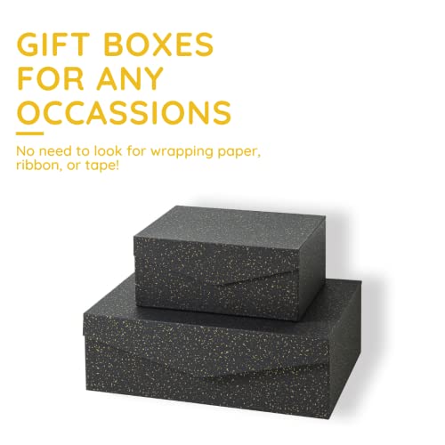 Soul & Lane Black And Gold Magnetic Gift Boxes With Lids For Presents (Pack Of 2): Carboard Nesting Christmas Gift Wrap, Stackable Photo Storage Cartons, Small Black Groomsmen Proposal Boxes #TOP1