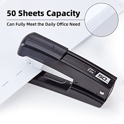 Ezwork Stapler, 20-50 Sheets Capacity With Staples And Staple Remover Set, Desk Stapler Office Staplers (Black-1, 50 Sheet) #TOP1