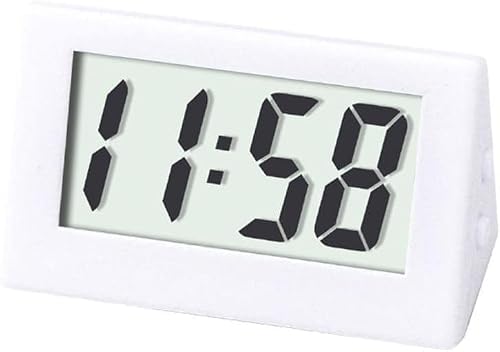 Wwyan White Mini Small Car Desk Digital Clock Watch Gauges Mini Digital Lcd Screen Travel Desktop Clock Electronic Home Clocks Office Alarm Clocks For Car Dashboard Home Office