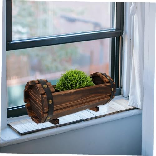 Décoration extérieure de balcon avec le pot de fleurs bois rétro Lurrose