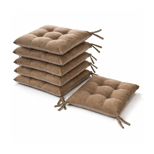 LEONARDO HOME - set 6 cuscini sedia da cucina double face, cuscino 4 punti con lacci imbottito - cuscini coprisedia da cucina - 100% Made in Italy