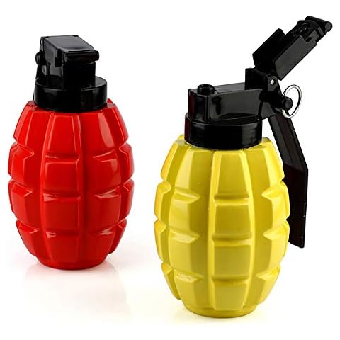 Caliber Gourmet Condiment Dispenser Set. Grenade Shape for BBQ Grill, Camping & Picnics, Ketchup Mustard Bundle Set, Red & Yellow, Home & Kitchen,Tactical Combat Design,Squeeze Bottles, Christmas Gift Cover