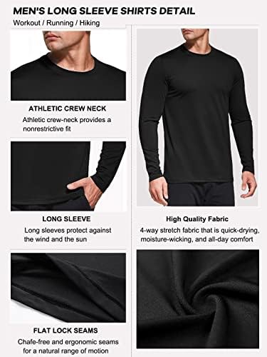 Boyzn Men's 3 Pack Performance Long Sleeve T-Shirts, UPF 50+ Sun Protection Shirts, Athletic Workout Shirts for Running Fishing Hiking Black/White/Grey-3P01-M - 4