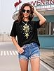 Lonya Women's T-Shirts Oversized Tops for Women Y2k Butterflies Graphic Tee Round Neck Bohemia Vintage Ladies Short Sleeve Retro Summer Casual Baggy Cotton Tee Tops, G-Black, XXL #2