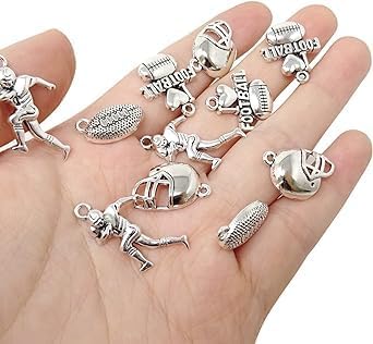 Honbay 80PCS Alloy Ball Sports Charms Football Pendant Rugby Player Helmet Charms Collection for DIY Earring Necklace Bracelet Jewelry Crafting Making (4 Style) - Image 2