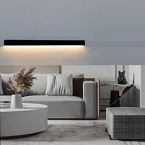 Apliques de pared largos de dormitorio LED modernos con tira de metal negro 4