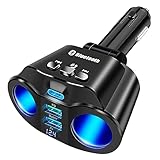 【Einstellbares und Tragbarkeit】Dieser Zigarettenanzünder Adapter kann um 90° gedreht werden. Sie können ihn auf eine Position einstellen, die der Umgebung Ihres Autos entspricht. Mit kabellosem Design, um Chaos im Auto zu vermeiden und Ihr Auto ordentlicher zu machen. Unseren Autoladegerät mit weiche blaue LED-Licht, sodass Sie die USB Anschluss im Dunkeln schnell finden können.