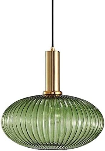 HWSY Japanse retro groene glazen kap hangende verlichting, nordic glazen kroonluchter, nachtkastje eetkamer industriële vintage café woonkamer plafond hangende lampen gepolijst messing lamphouder E27 photo 2