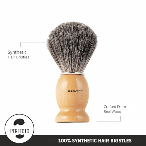 image for Perfecto Synthetic Bristles Shaving Brush For Men, Engineered for The 