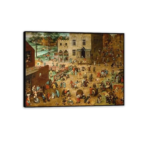Peinture Jeux d'enfants Bruegel - Toile décorative 90x70cm pour grand salon chaleureux