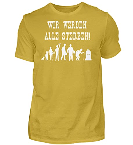 T-Shirt Homme Généralement Nous Allons Tous Mourir Jaune XX-Large Coton