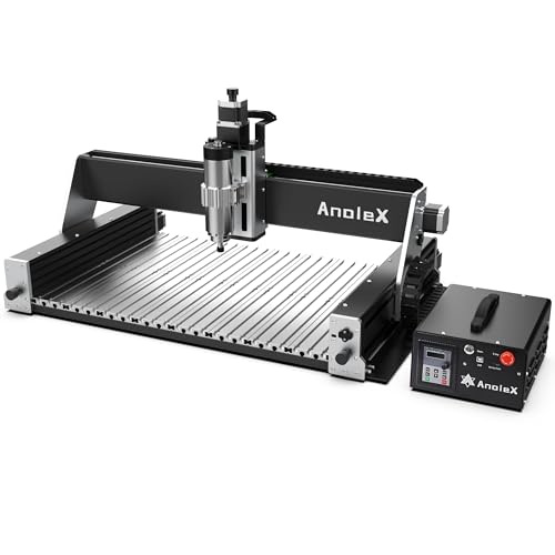 AnoleX CNC Router Machine RX6040 with 1.5KW Air Cooled Spindle, All-Metal XYZ Axis Dual Steel Linear Guides & 1204 Ball Screws for Metal Aluminum Brass Wood Acrylic PCB