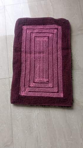 Image of My Home Cotton Door Bath Mat Super Soft Non Slip Mats for Bathroom, Door,Large, Pack of 2 (Pink chennile)