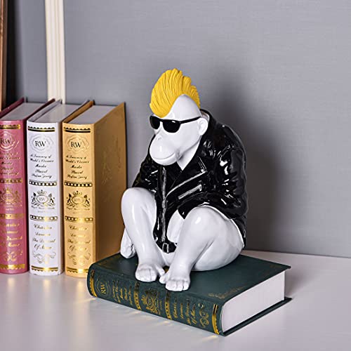 Micdecor - Cool Gorilla Route 66 Souvenir Desk Statue Rock & Roll Bar Statue Home Office Decor Polyresin Figurine Sculpture (Black) #TOP3