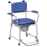 HOMCOM Sedia a Rotelle Impermeabile con WC 3 in 1 Schienale 136kg Blu