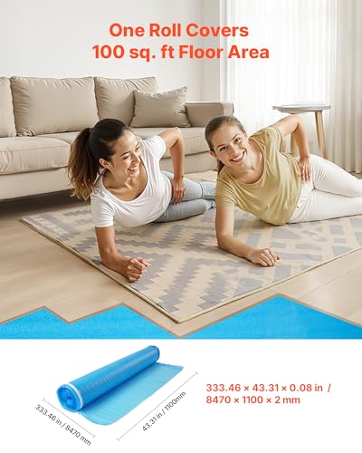 Miniatura 2 de Vevor Base Para Suelos De 27,9 M , 3 En 1, Con Cinta Y Barrera De Vapor, Espuma Epe Resistente Con Pe Azul, Insonorizante Y Antirruido, Para Madera Laminada 3 Rollos X 9,3 M , 8470 X 1100 X 2 Mm