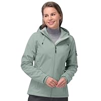 33,000ft Women's Waterproof Jacket, Ladies Lightweight Hooded Softshell Jacket Windproof Fleece Rain Jacket for Outdoor Hiking Light Green M