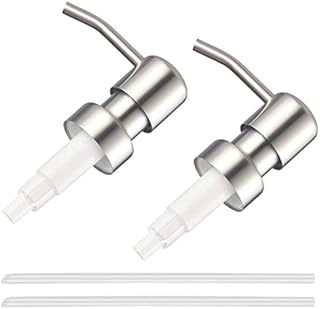 EasyULT Set of 2 304 Stainless Steel Soap and Lotion Dispenser Pump Head, Liquid Soap Replacement pump for kitchen bathroom Worktop Bottles