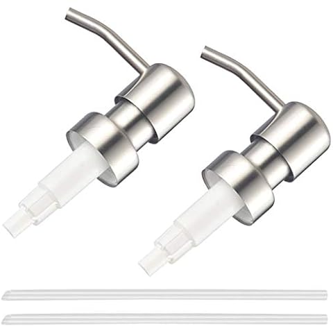EasyULT Set of 2 304 Stainless Steel Soap and Lotion Dispenser Pump Head, Liquid Soap Replacement pump for kitchen bathroom Worktop Bottles Cover