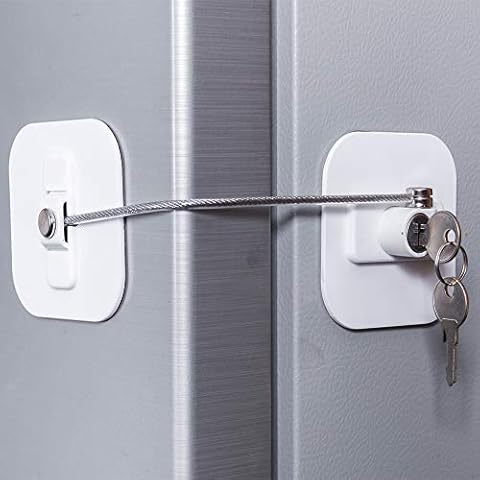 Fridge Lock,Refrigerator Locks,Freezer Lock with Key for Child Safety,Locks to Lock Fridge and Cabinets,White Fridge Lock Cover