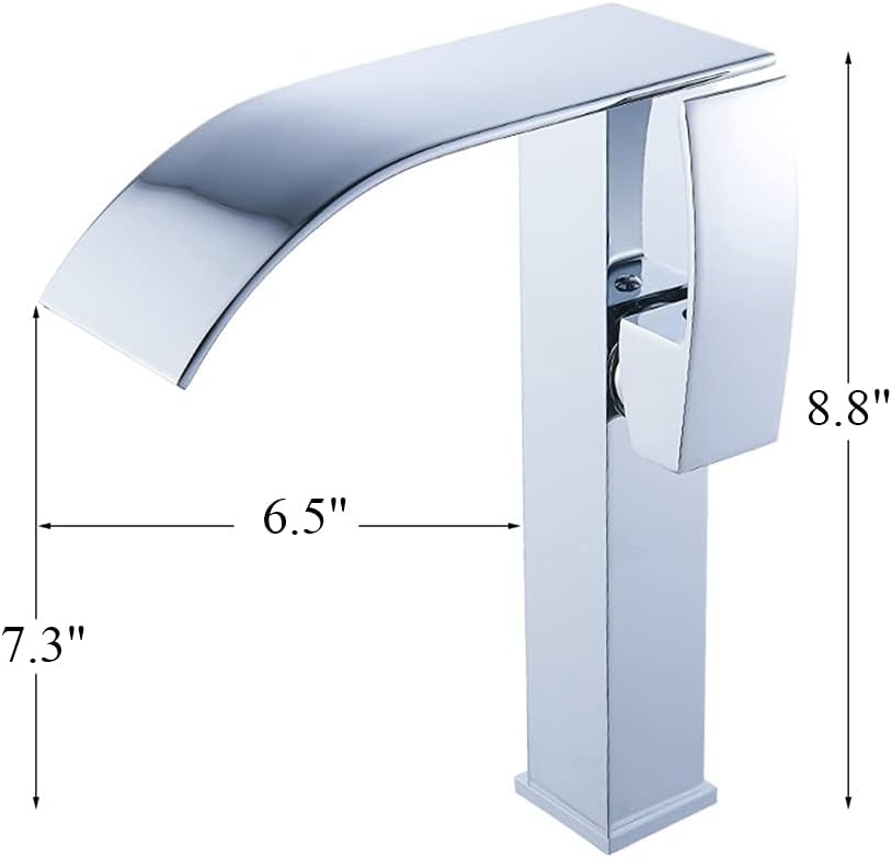 Get Popular Offer Tall Modern Vessel Sink Faucet Chrome Widespread Waterfall Vanity Bathroom Sink Faucet Single Handle Single Hole One Hole Deck Mount Commercial Vessel Faucet Lead-Free by Beati Faucet