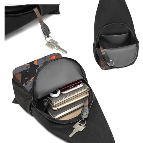 Mochila Sling Crossbody Negro para Senderismo miniatura 5
