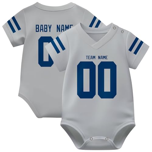 Image of KREDE Baby Clothes Unisex Bodysuit Jersey Style Custom Name Number for Baby Boys