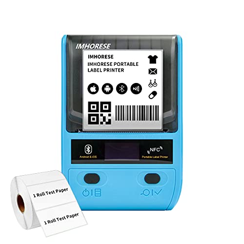 IMHORESE Thermo-Etikettendrucker, Bluetooth, tragbare Etikettiermaschine für Android iOS, Handheld Barcode Drucker Thermal für kleine Unternehmen, Kleidung, Schmuck, Adresse Cover
