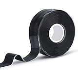 1" X 19.5 Ft Fusion Grip Silicone Tape, Black Self-Fusing Rescue Tape Rubber Wrap Adhesive Tape for Emergency Pipe & Plumbing Repair, Sports and Gym Equipment Pull Up Bars Barbells Tools Fixing