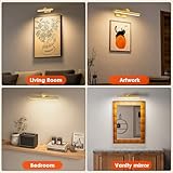 AIXPI Picture Lights for Wall, Battery Operated Wall Lights with Remote, Dimmers, Timers & 3 Color Temps, 12.6 in Rechargeable LED Metal Wall Sconces for Living Room, Artworks, Gold 1 Pack - Image 8