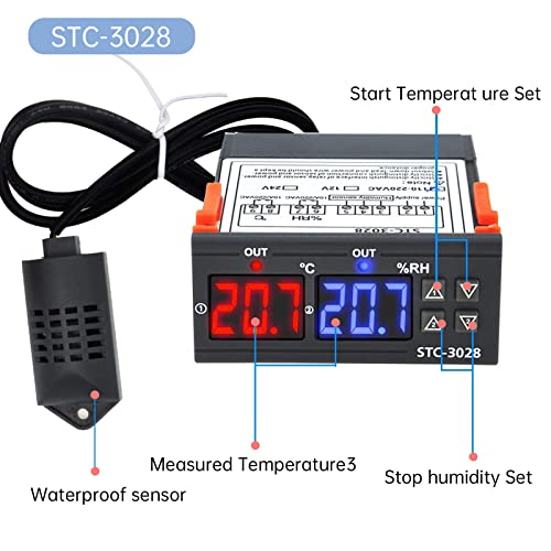 RUIZHI STC-3028 Numérique Température Humidité Contrôleur 110-220 V Thermostat Humidificateur avec Sonde de Capteur D'humidité Capteur pour Chauffe-Eau Réfrigérateur - Image 7