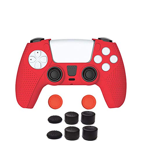 A manga de silicone TwiHill é adequada para PS5, manga protetora antiderrapante PS5 (Vermelho)