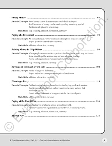 Financial Literacy Lessons and Activities, Grade 1 Teacher Resource