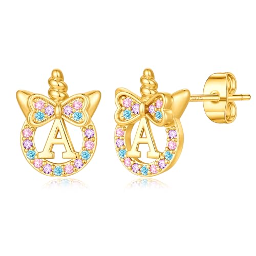 TINGN Pendientes de unicornio para niñas regalos - Plata 925