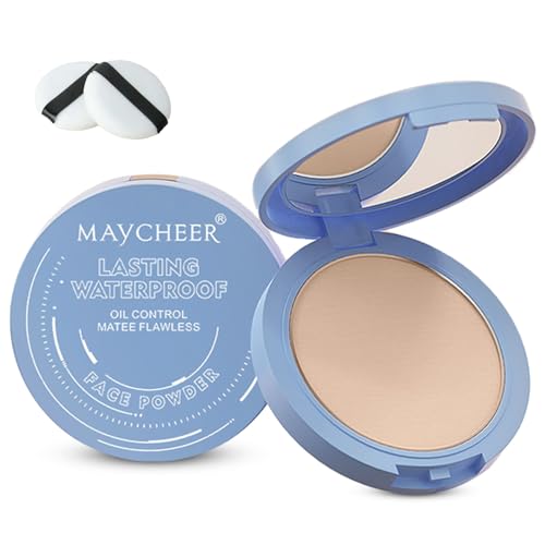 Maycheer Face Powder, Setting Lasting Waterproof Oil Absorbing Pressed Powder Compact for Face (03 DARK COMPLEXION)