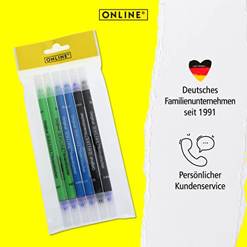 Online Vorteils-Pack Tintenkiller 6x Tintenlöscher zum Löschen und Überschreiben | in verschiedenen Farben, je 2x blau, grün, schwarz | Entfernung und Korrektur Tinte | Schreibfarbe blau
