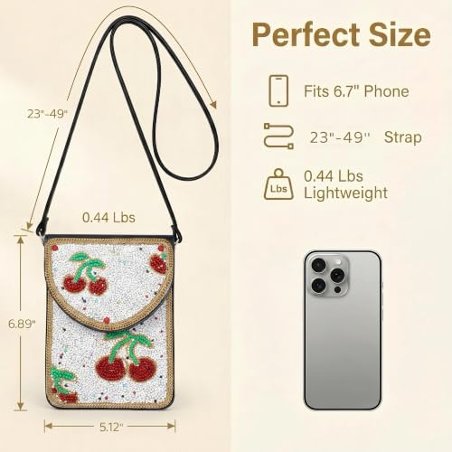 Image of Small Crossbody Bags for Women Designer Cell Phone Bag Boho Shoulder Wallet Purse