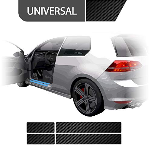 BLACKSHELL Universal Einstiegsleisten Schutzfolie + Premium Rakel für Ihr Fahrzeug: 2x 50cm x 10cm; 2x 40cm x 10cm in 3D Carbon schwarz  4 teiliges Set für alle Einstiege mit Anleitung
