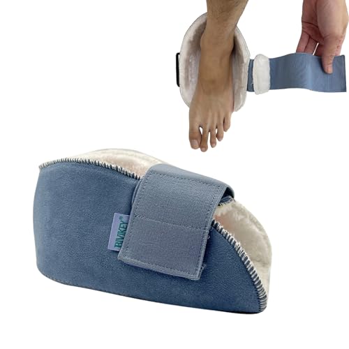 BIVIKEY 1 Piece Heel Protectors for Pressure Sores Pads Plush Soft Breathable Adjustable Easy Fixed | Prevention Pain Ulcer Promote Rehabilitation(W6-13 / M 5-13) Blue