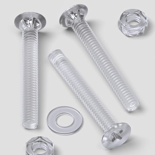 50 x tuercas y tornillos avellanados con agujero transversal, Plástico Acrílico transparente, M4 x 30mm - Tornillos de Plástico Acrílico, transparente tornillos de cabeza plana