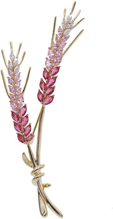 Delicate 14K Gold Wheat Ear Corsage with Sparkling Moissanite and Natural Gemstones, Luxurious Gift for Her