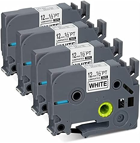 P PUTY Compatible Label Tape Replacement for Brother P Touch TZe-231 TZ-231 Label Maker Tape, 0.47" Laminated for PT-D210 PT-H100 PT-1280 PT-1880 12mm (1/2 Inch) x 8m (26.2 ft) Black on White 4-Pack