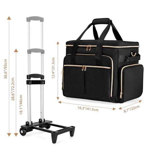 Image of Rolling Scrapbook Bag with Wheels, Rolling Craft Bag Cart Organizer | Scrapbook Storage Tote Bag with Detachable Trolley, Shoulder Strap, Fits 15.6 inch Laptop, Art Supplies Bag (Patent Design)