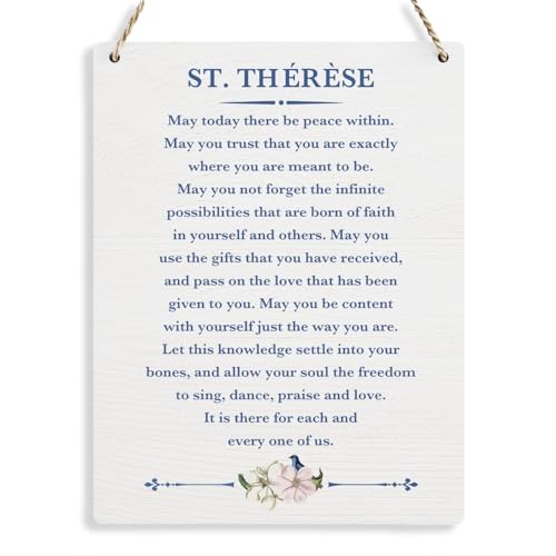 Catholic Wall Art St. Therese Quote Wooden Hanging Sign Catholic Decor Modern Inspirational Literary Wall Art for Living Room Office Church Bedroom Ho