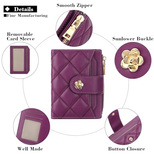 RNIEGA Small Wallets for Women Leather Bifold Wallet Women RFID Blocking Purse Credit Card Holder with 15 Card Slots and ID Window Coin Pocket by RNIEGA - Image 5