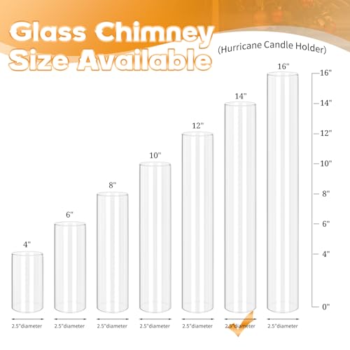 24 PCS Hurricane Candle Holder, 2.5" W x 14" H Open Ended Glass Candle Cylinder Sleeve, Clear Glass Cylinder Candle Holder, Open Flame Candle Chimney Tube Cover, Bottomless Cylindrical Glass by Pesonlook - Image 5