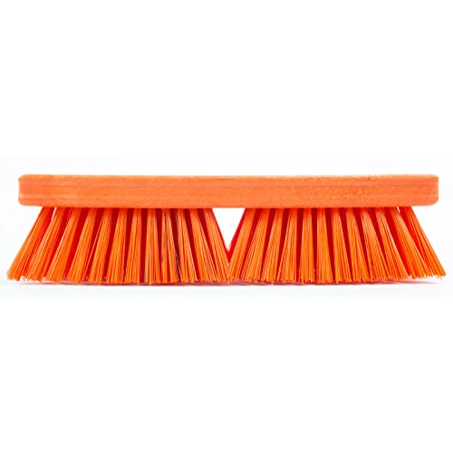 Image of SPARTA Deck Scrub Head, Heavy Duty Brush with Stiff Bristles for Cleaning Outdoors, 10 inch Long, 6 Count, Orange