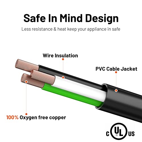 Extension Cord 3 Feet, Indoor/Outdoor Extension Cord With Flat Plug, 3 Prong Grounded Wire, 35°Lockable Plug, Against Accidental Power-Off & Safe, 16Awg 13A 125V 1625W, Ul Listed (Black) #TOP4