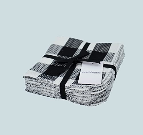 Purpleessences Waffle Weave Kitchen Dish Cloths 100% Cotton, Ultra Soft Absorbent Quick Drying Dish Towels, 12X12 Inches, 8-Pack - (12" X 12", Black) #TOP7